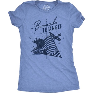 Womens Bermuda Triangle T Shirt Funny Vintage Retro Graphic Novelty Tee for Men | Funny T Shirts, Graphic Tops for Women, Cool Baseball Top, Sarcastic, Soft Cotton Blend, Women’s Novelty Tees(Light Heather Blue)