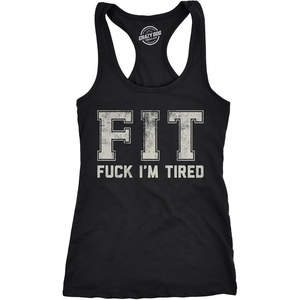 Womens Funny Fitness Tank FIT Fuck Im Tired Graphic Tanktop for Ladies | Funny Racerback Tank, Graphic Tank Top for Women, Cool Introvert Sleeveless Tee, Fitted Racerback, Novelty Tank Tops for(Black – Fit Fuck Im Tired)