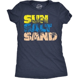 Women’s Sun Salt Sand Tshirt for Beach Vacation Lovers Style | Funny T Shirts, Graphic Tops for Women, Cool Summer Top, Soft Cotton Blend, Women’s Novelty Tees