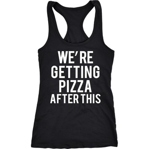 Womens were Getting Pizza After This Funny Workout Sleeveless Tank Top | Funny Racerback Tank, Graphic Tank Top for Women, Cool Fitness Sleeveless Tee, Food, Fitted Racerback, Novelty Tank Tops for(Black)