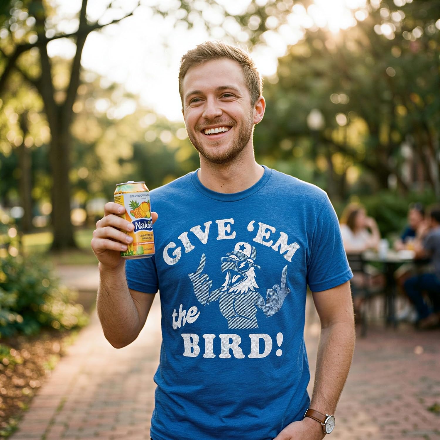 image:imageMens Funny Give Em The Bird Fourth of July Tee Funny T Shirts Patriotic Apparel for Men Cool Sarcastic Short Sleeve Soft Cotton Blend Novelty Tees for Guys