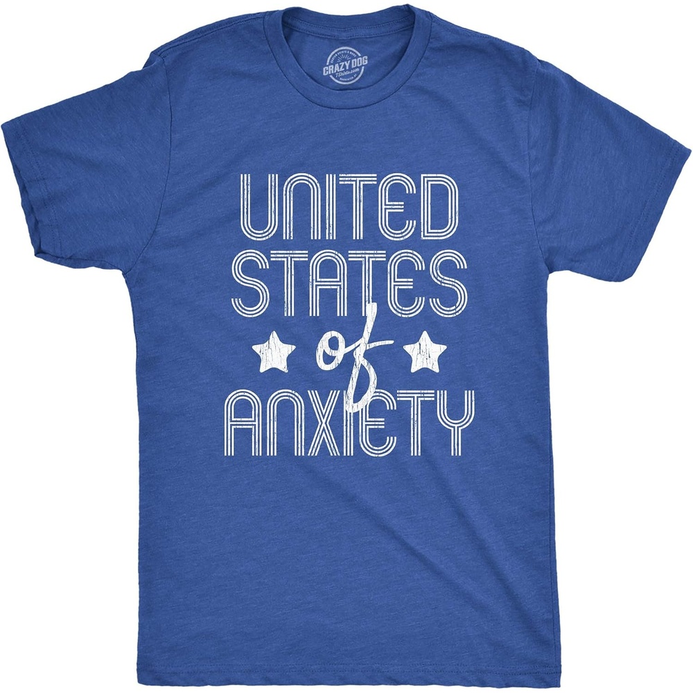 image:imageMens United States of Anxiety T Shirt Funny USA Society Joke Graphic TeeHeather Royal
