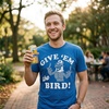 Mens Funny Give Em The Bird Fourth of July Tee | Funny T Shirts, Patriotic Apparel for Men, Cool Sarcastic Short Sleeve, Soft Cotton Blend, Novelty Tees for Guys
