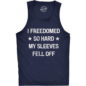Crazy Dog T-Shirts Fitness I Freedomed so Hard My Sleeves Mens Tank Tops | Funny Workout Shirt, Patriotic Tank Top for Men, Cool Fitness Sleeveless Tee, Fitted Tank, Novelty Tank Tops for Guys(Navy)