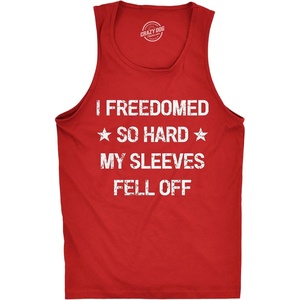 Crazy Dog T-Shirts Fitness I Freedomed so Hard My Sleeves Mens Tank Tops | Funny Workout Shirt, Patriotic Tank Top for Men, Cool Fitness Sleeveless Tee, Fitted Tank, Novelty Tank Tops for Guys(Red)