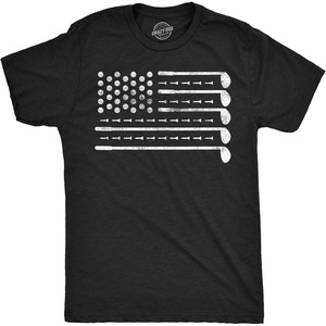 Mens Funny T Shirts Golf American Flag Awesome 4th of July Golfing Tee | Funny T Shirts, Patriotic Apparel for Men, Cool Golf Short Sleeve, Soft Cotton Blend, Novelty Tees for Guys(Heather Black – Golf American Flag)