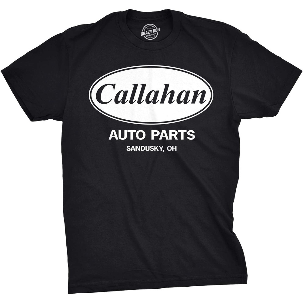 image:imageCrazy Dog Mens Callahan Auto Parts T Shirt Funny Graphic Novelty Tee Funny T Shirts Graphic Apparel for Men Cool Movie Short Sleeve Soft Cotton Blend Novelty Tees for GuysBlack