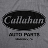 Crazy Dog Mens Callahan Auto Parts T Shirt Funny Graphic Novelty Tee | Funny T Shirts, Graphic Apparel for Men, Cool Movie Short Sleeve, Soft Cotton Blend, Novelty Tees for Guys(Dark Heather Grey)