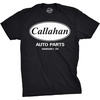 Crazy Dog Mens Callahan Auto Parts T Shirt Funny Graphic Novelty Tee | Funny T Shirts, Graphic Apparel for Men, Cool Movie Short Sleeve, Soft Cotton Blend, Novelty Tees for Guys(Black)