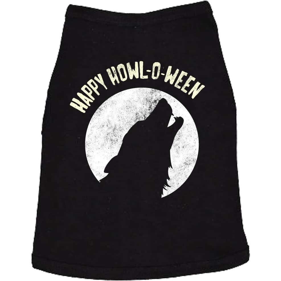 image:imageDog Shirt Happy HowlOWeen Shirt Funny Halloween Wolf Tee for Pup Black L Halloween Shirt For Dogs Cool Dog Puppy TShirt Calming Dog Tee Soft Cotton Pet Apparel Lightweight Tee for Pets SizesXXLarge