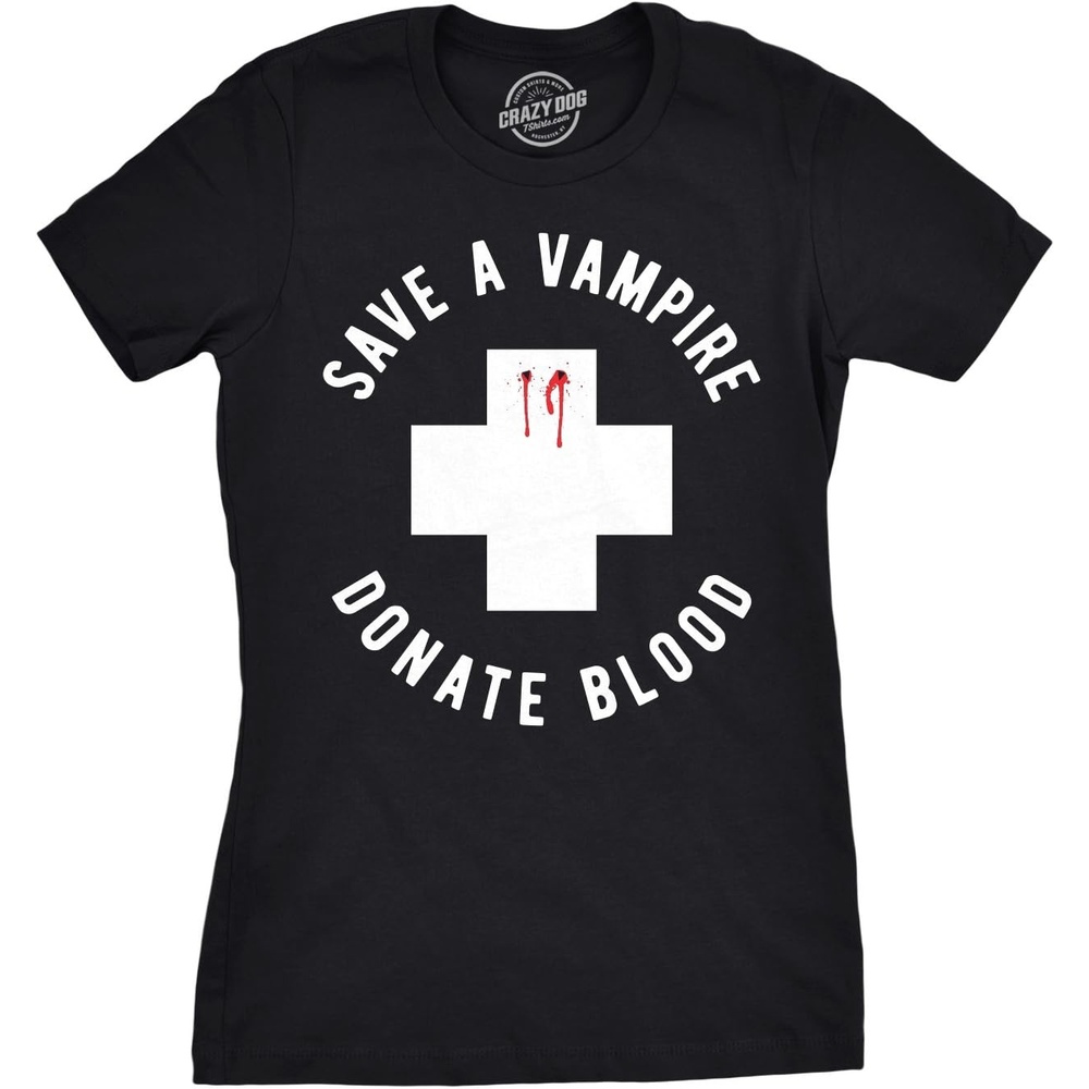 image:imageHalloween Womens TShirt Funny Spooky Scary October Tees Funny T Shirts Halloween Tops for Women Cool Top Soft Cotton Blend Womens Novelty TeesHeather Black Donate Blood