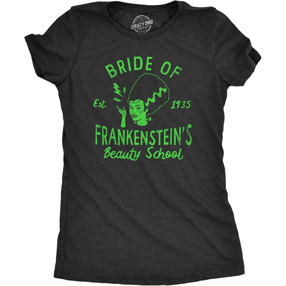 image:imageHalloween Womens TShirt Funny Spooky Scary October Tees Funny T Shirts Halloween Tops for Women Cool Top Soft Cotton Blend Womens Novelty TeesHeather Black Frankensteins