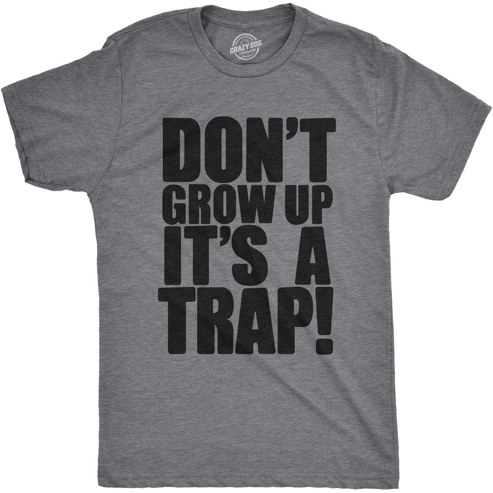 image:imageMens T Shirts Funny Sarcastic Humor Adult Joke Tees for Guys Funny T Shirts Sarcastic Apparel for Men Cool Short Sleeve Fitness Soft Cotton Blend Novelty Tees for GuysDark Heather Grey Its a Trap