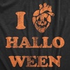 Halloween Womens T-Shirt Funny Spooky Scary October Tees | Funny T Shirts, Halloween Tops for Women, Cool Top, Soft Cotton Blend, Women’s Novelty Tees(Heather Black – Heart Halloween)