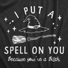 Halloween Womens T-Shirt Funny Spooky Scary October Tees | Funny T Shirts, Halloween Tops for Women, Cool Top, Soft Cotton Blend, Women’s Novelty Tees(Heather Black – Spell on You)