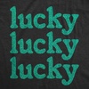 Lucky Lucky Lucky Green Glitter Funny St Womens T-Shirts Cute | Funny T Shirts, Saint Patrick’s Day Tops for Women, Cool Top, Soft Cotton Blend, Women’s Novelty Tees(Heather Black – Lucky Green Glitter)