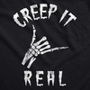 Mens Creep It Real T Shirt Funny Skeleton Halloween Shaka Tee | Funny T Shirts, Halloween Apparel for Men, Cool Short Sleeve, Soft Cotton Blend, Novelty Tees for Guys(Black)