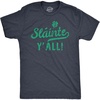 Funny Irish Drinking Shirt Sláinte Y’All St Patricks Day Tee | Shamrock Lucky Clover Outfit, Funny T Shirts, Saint Patrick’s Day Apparel for Men, Cool Drinking Short Sleeve, Soft Cotton(Heather Navy – Slainte)