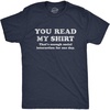 Mens T Shirts Funny Sarcastic Humor Adult Joke Tees for Guys | Funny T Shirts, Sarcastic Apparel for Men, Cool Short Sleeve, Fitness, Soft Cotton Blend, Novelty Tees for Guys(Heather Navy – Read Shirt)