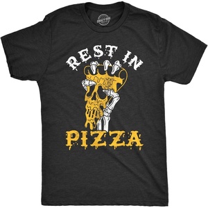 Halloween Mens T-Shirt Lets Get Smashed Funny Pumpkin Spooky Tees | Funny T Shirts, Halloween Apparel for Men, Cool Drinking Short Sleeve, Soft Cotton Blend, Novelty Tees for Guys(Heather Black – Rest in Pizza)