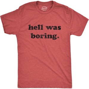 Halloween Mens T-Shirt Lets Get Smashed Funny Pumpkin Spooky Tees | Funny T Shirts, Halloween Apparel for Men, Cool Drinking Short Sleeve, Soft Cotton Blend, Novelty Tees for Guys(Heather Red – Hell Was Boring)