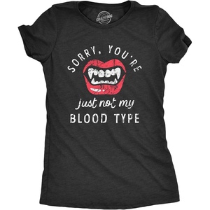 Halloween Womens T-Shirt Funny Spooky Scary October Tees | Funny T Shirts, Halloween Tops for Women, Cool Top, Soft Cotton Blend, Women’s Novelty Tees(Heather Black – Blood)