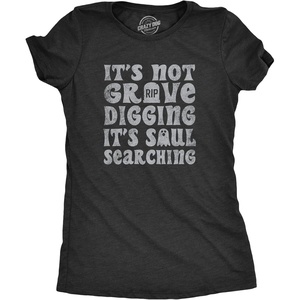 Halloween Womens T-Shirt Funny Spooky Scary October Tees | Funny T Shirts, Halloween Tops for Women, Cool Top, Soft Cotton Blend, Women’s Novelty Tees(Heather Black – Grave)