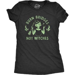 Halloween Womens T-Shirt Funny Spooky Scary October Tees | Funny T Shirts, Halloween Tops for Women, Cool Top, Soft Cotton Blend, Women’s Novelty Tees(Heather Black – Witches)