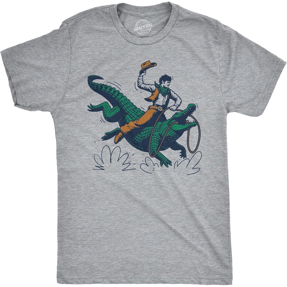 image:imageMens Cowboy Gator Ride Funny T Shirts Sarcastic Graphic Tee for Men