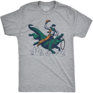 Mens Cowboy Gator Ride Funny T Shirts Sarcastic Graphic Tee for Men