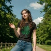 Womens Clover Made of Pot Leaves T Shirt Funny St Pattys Day 420 Tee | Funny T Shirts, Saint Patrick’s Day Tops for Women, Cool 420 Top, Soft Cotton Blend, Women’s Novelty Tees(Heather Black – Clover Made of Pot Leaves)
