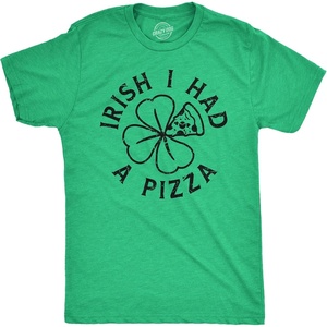 Mens Irish I Had A Pizza T Shirt Funny St Paddys Day Partying Drunk Tee | Funny T Shirts, Saint Patrick’s Day Apparel for Men, Cool Food Short Sleeve, Soft Cotton Blend, Novelty Tees for Guys(Heather Green – Irish I Had a Pizza)