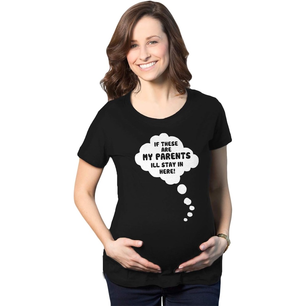 image:imageMaternity Funny for Pregnant Women Funny Pregnancy T Shirt  Funny Graphic Pregnancy Tee Graphic Maternity Wear Cool Sarcastic Short Sleeve Animal Ruched stretchy soft MaternityHeather Black  Stay Here