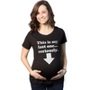 Maternity Funny for Pregnant Women Funny Pregnancy T Shirt | Funny Graphic Pregnancy Tee, Graphic Maternity Wear, Cool Sarcastic Short Sleeve, Animal, Ruched, stretchy, soft, Maternity(Black – Last One)