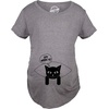 Maternity Funny for Pregnant Women Funny Pregnancy T Shirt | Funny Graphic Pregnancy Tee, Graphic Maternity Wear, Cool Sarcastic Short Sleeve, Animal, Ruched, stretchy, soft, Maternity(Dark Heather Grey – Let Meowt)