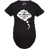 Maternity Funny for Pregnant Women Funny Pregnancy T Shirt | Funny Graphic Pregnancy Tee, Graphic Maternity Wear, Cool Sarcastic Short Sleeve, Animal, Ruched, stretchy, soft, Maternity(Heather Black – Stay Here)
