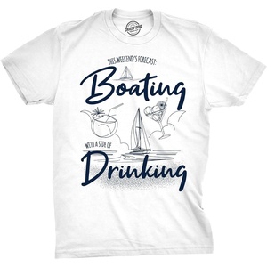 Boating with A Side of Drinking Funny Sarcastic Mens T Shirts | Funny T Shirts, Graphic Apparel for Men, Cool Summer Short Sleeve, Drinking, Soft Cotton Blend, Novelty Tees for Guys
