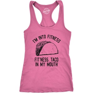 Womens Tank Fitness Taco in My Mouth Tanktop Funny Shirt | Funny Racerback Tank, Cinco De Mayo Tank Top for Women, Cool Fitness Sleeveless Tee, Fitted Racerback, Novelty Tank Tops for(Pink)