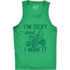 I’m Sexy and I Mow It Mens Fitness Tank Funny Yardwork Fathers Day Tanktop | Funny Workout Shirt, Dad Joke Tank Top for Men, Cool Music Sleeveless Tee, Fitted Tank, Novelty Tank Tops for Guys(Green)