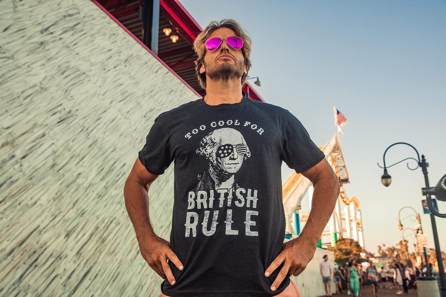 image:imageToo Cool for British Rule Fourth of July Funny T Shirts for Men Funny T Shirts Patriotic Apparel for Men Cool Short Sleeve Soft Cotton Blend Novelty Tees for GuysHeather Black Too Cool