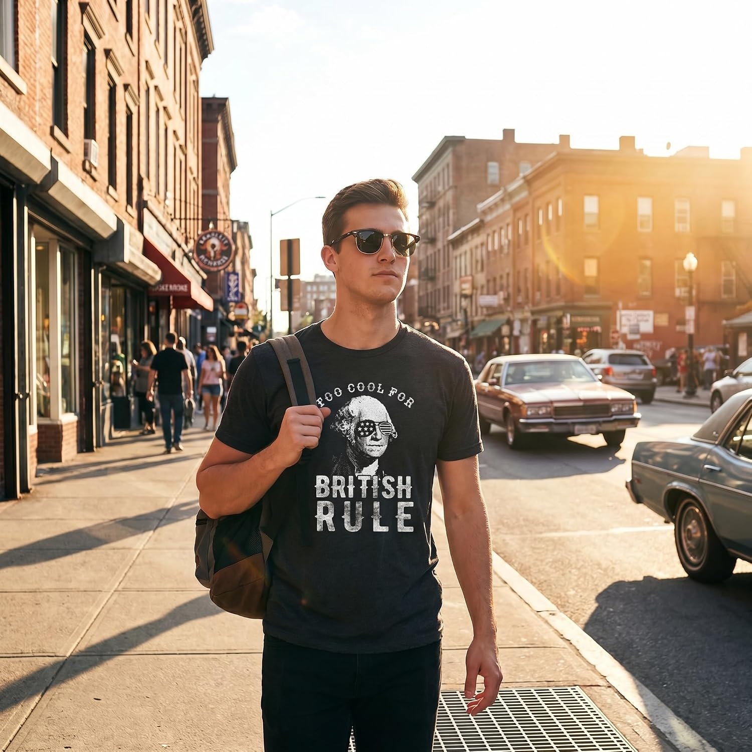 image:imageToo Cool for British Rule Fourth of July Funny T Shirts for Men Funny T Shirts Patriotic Apparel for Men Cool Short Sleeve Soft Cotton Blend Novelty Tees for GuysHeather Black Too Cool