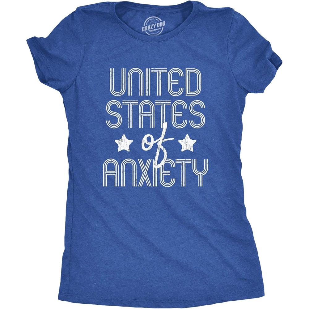 image:imageWomens United States of Anxiety T Shirt Funny Social Distance USA Quarantine Graphic TeeHeather Royal