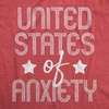 Womens United States of Anxiety T Shirt Funny Social Distance USA Quarantine Graphic Tee(Heather Red)