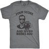 Four Score and Seven Beers Ago Fourth of July Abe Shirts for Men | Funny T Shirts, Patriotic Apparel for Men, Cool Beer Short Sleeve, Drinking, Soft Cotton Blend, Novelty Tees for Guys(Dark Heather Grey)