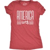 Womens America WTF T Shirt Funny Patriotic July 4th Novelty Tee | Funny T Shirts, Patriotic Tops for Women, Cool Sarcastic Top, Soft Cotton Blend, Women’s Novelty Tees(Heather Red)