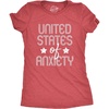 Womens United States of Anxiety T Shirt Funny Social Distance USA Quarantine Graphic Tee(Heather Red)