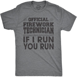 Firework Fourth of July Firecracker Humor Funny T Shirts for Men | Funny T Shirts, Patriotic Apparel for Men, Cool Short Sleeve, Soft Cotton Blend, Novelty Tees for Guys(Dark Heather Grey – Firework Technician)