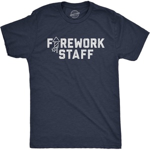 Firework Fourth of July Firecracker Humor Funny T Shirts for Men | Funny T Shirts, Patriotic Apparel for Men, Cool Short Sleeve, Soft Cotton Blend, Novelty Tees for Guys(Heather Navy – Staff)
