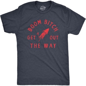Firework Fourth of July Firecracker Humor Funny T Shirts for Men | Funny T Shirts, Patriotic Apparel for Men, Cool Short Sleeve, Soft Cotton Blend, Novelty Tees for Guys(Heather Navy – Boom B)