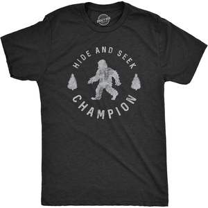Crazy Dog T-Shirts Hide and Seek Champion Funny Bigfoot Graphic Tee | Funny T Shirts, Graphic Apparel for Men, Cool Camping Short Sleeve, Soft Cotton Blend, Novelty Tees for Guys(Mens Black)
